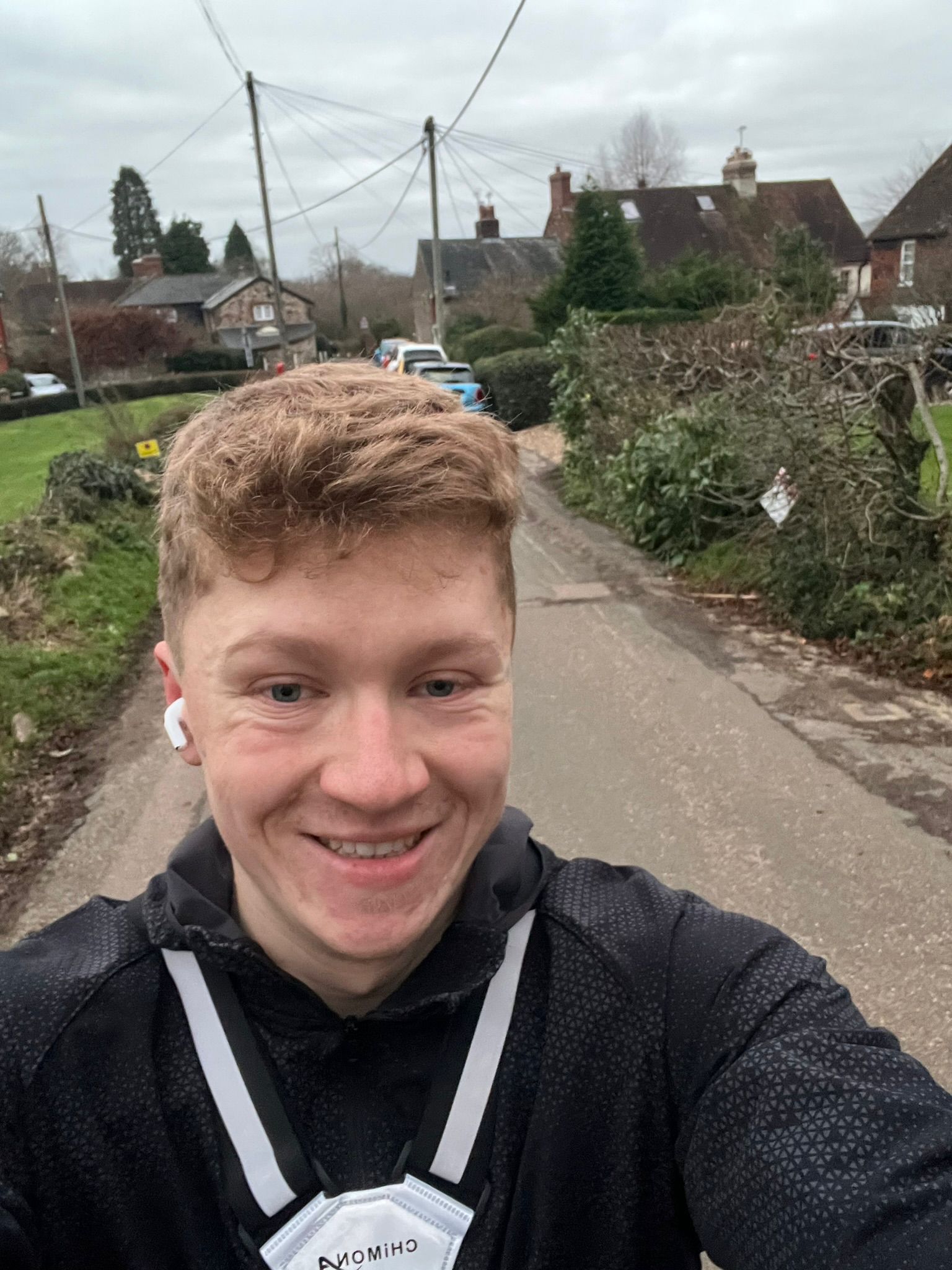 Toby, taking a selfie while running.
